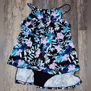 Swimsuits for All floral hi lo one piece Halter‎ bathing suit plus size 18